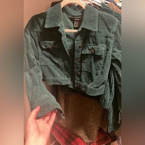 Cropped corduroy emerald jacket
